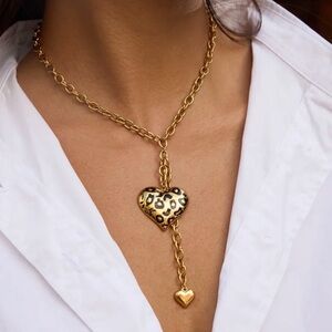 Leopard Heart Charm Necklace | 18K Gold Plated Stainless Steel